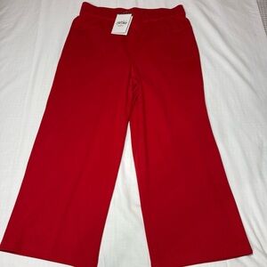 NWT Bob Mackie Wearable Art Pants Red Size Med Cropped Wide Leg Knit Stretch